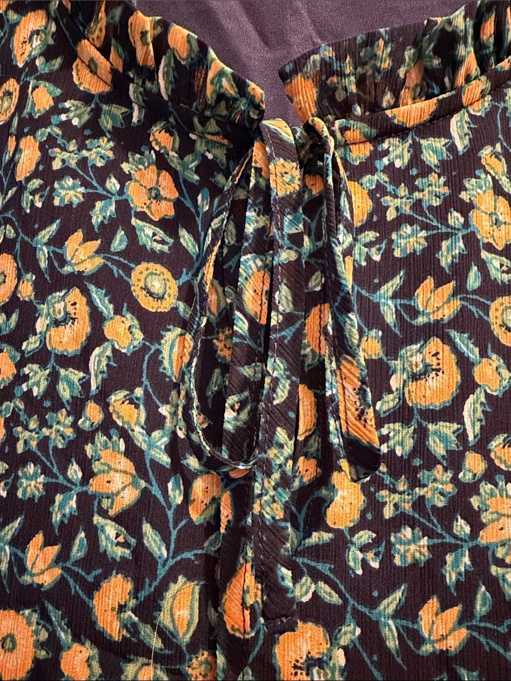 Navy + Yellow Short Sleeve J. Crew Blouse, size XL